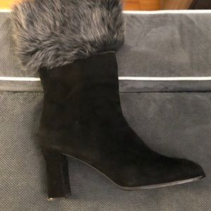 Stuart Weitzman Suede Faux Fur Boots
